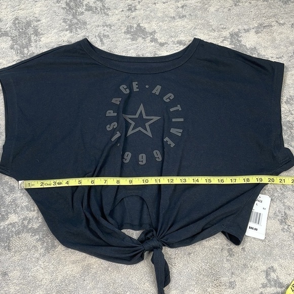 NWT L Space Go For It Activewear Athletic Crop Top Black Tie Waist Sz L - Picture 9 of 11